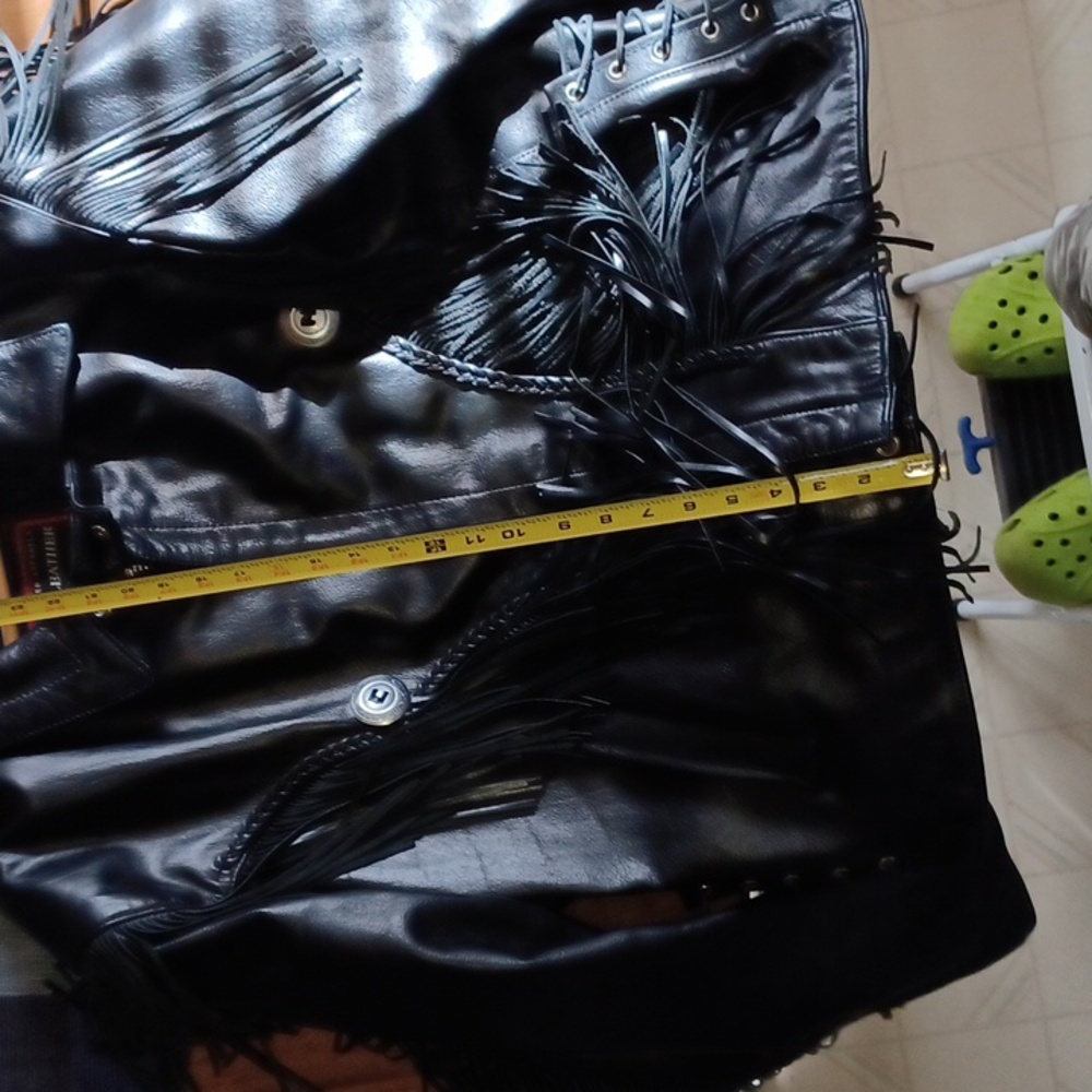 JR Leather biker jacket fringes